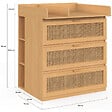 ID MARKET - Commode à langer évolutive EDHEN bois et cannage 3 tiroirs, table à langer et 2 étagères amovibles - vignette