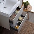 KIAMAMI VALENTINA - Meuble De Salle De Bains 60Cm 2 Tiroirs Gris Perle Avec Lavabo En Résine Et Miroir | Valentina - vignette