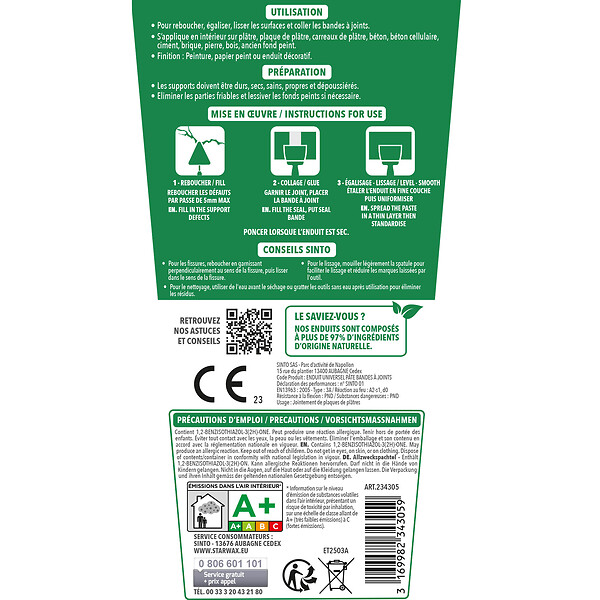 SINTO - Enduit universel  pate  sinto tube 330 g - large