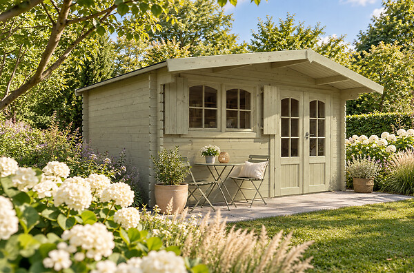 SOLID - Abri de jardin Tignes S8969-1- Bois autoclave - Intérieur : 14,25 m² - L.467,7xP.455xH.252,6cm - large