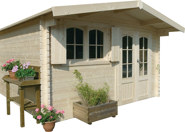 SOLID - Abri de jardin Tignes S8969-1- Bois autoclave - Intérieur : 14,25 m² - L.467,7xP.455xH.252,6cm - large