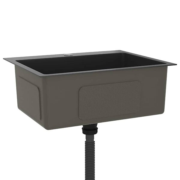 VIDAXL - vidaXL Évier de cuisine fait main Noir Acier inoxydable - large