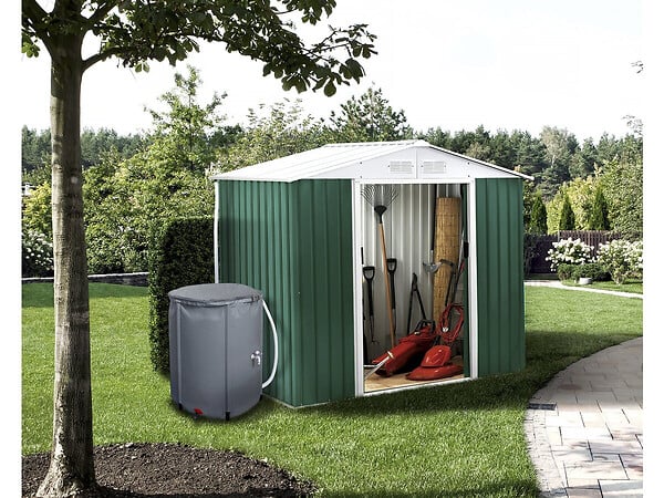 HABITAT ET JARDIN - Abri de jardin métal - "Rosas " - 2.71 m² avec récupérateur d'eau - Vert - large