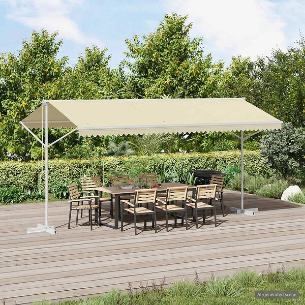 VIDAXL - vidaXL Auvent sur pied 500 x 300 cm Crème - large