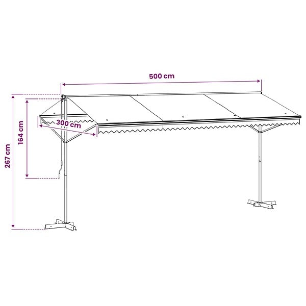 VIDAXL - vidaXL Auvent sur pied 500 x 300 cm Crème - large