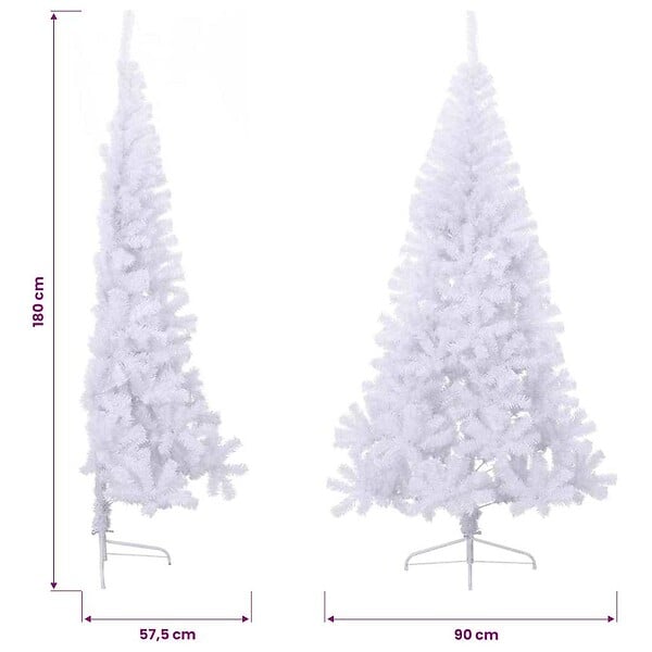 VIDAXL - vidaXL Sapin de Noël artificiel moitié avec support blanc 180 cm PVC - large