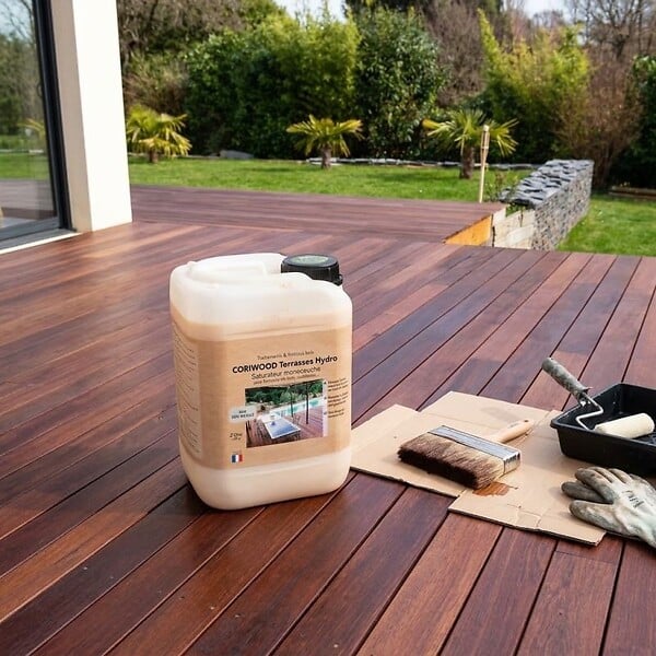 ART GARDEN - Huile de protection monocouche pour terrasses en bois – Hydro - Chêne moyen - 1 L - large