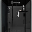 AURLANE - Cabine de douche Hydromassante 115x90x218 cm - Porte coulissante - Fonds & Profilés Noir Mat - vignette