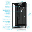 AURLANE - Cabine de douche Hydromassante 115x90x218 cm - Porte coulissante - Fonds & Profilés Noir Mat - vignette