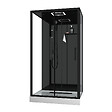 AURLANE - Cabine de douche Hydromassante 115x90x218 cm - Porte coulissante - Fonds & Profilés Noir Mat - vignette