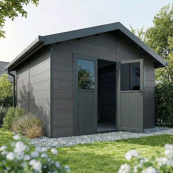 DIRECT-ABRIS - Abri de Jardin Composite ISORA - 12m2 Gris - Cabane Atelier / Abri Velo - large