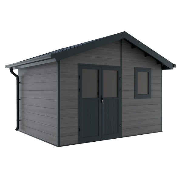 DIRECT-ABRIS - Abri de Jardin Composite ISORA - 12m2 Gris - Cabane Atelier / Abri Velo - large