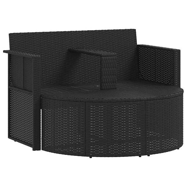 VIDAXL - vidaXL Lit de jardin avec parasol Noir Résine tressée - large