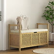 HOMCOM - Banc à chaussures coffre de rangement 2 en 1 avec coussin bambou - vignette