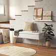 HOMCOM - Banquette coffre de rangement 2 en 1 design art déco - piètement épingle acier doré tissu crème - vignette