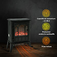 HOMCOM - Cheminée électrique poêle style rétro 1000-2000 W simulation flammes LED porte noir - vignette