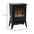 HOMCOM - Cheminée électrique poêle style rétro 1000-2000 W simulation flammes LED porte noir - vignette