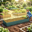 OUTSUNNY - Carré potager de jardin dim. 241L x 90l x 30H cm tôle d'acier ondulée vert foncé - vignette