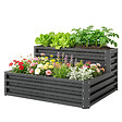 OUTSUNNY - Jardinière carré potager 2 étages dim. 120L x 101l x 58H cm tôle d'acier ondulée gris foncé - vignette