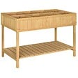 OUTSUNNY - Jardinière sur pieds carré potager avec étagère dim. 110L x 46l x 76H cm 8 compartiments & inserts d'irrigation bois de sapin beige - vignette