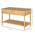 OUTSUNNY - Jardinière sur pieds carré potager avec étagère dim. 110L x 46l x 76H cm 8 compartiments & inserts d'irrigation bois de sapin beige - vignette