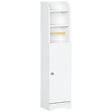 KLEANKIN - Meuble WC armoire toilette - porte, 2 étagères, niche, support papier - dim. 23L x 18l x 100H cm - blanc - vignette