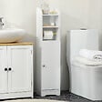 KLEANKIN - Meuble WC armoire toilette - porte, 2 étagères, niche, support papier - dim. 23L x 18l x 100H cm - blanc - vignette