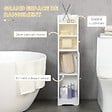 KLEANKIN - Meuble WC armoire toilette - porte, 2 étagères, niche, support papier - dim. 23L x 18l x 100H cm - blanc - vignette