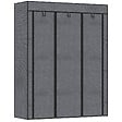 HOMCOM - Armoire penderie multi-rangement - 8 étagères, 2 barres - dim. 125L x 43l x 162,5H cm - acier noir non tissé gris - vignette