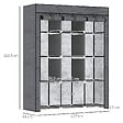 HOMCOM - Armoire penderie multi-rangement - 8 étagères, 2 barres - dim. 125L x 43l x 162,5H cm - acier noir non tissé gris - vignette