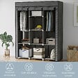 HOMCOM - Armoire penderie multi-rangement - 8 étagères, 2 barres - dim. 125L x 43l x 162,5H cm - acier noir non tissé gris - vignette