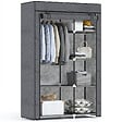 HOMCOM - Armoire penderie multi-rangement - 6 étagères, 1 barre - dim. 103L x 43l x 162,5H cm - acier noir non tissé gris - vignette