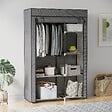 HOMCOM - Armoire penderie multi-rangement - 6 étagères, 1 barre - dim. 103L x 43l x 162,5H cm - acier noir non tissé gris - vignette