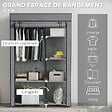 HOMCOM - Armoire penderie multi-rangement - 6 étagères, 1 barre - dim. 103L x 43l x 162,5H cm - acier noir non tissé gris - vignette