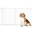 PAWHUT - Barrière de sécurité animaux - longueur réglable dim. 75-145 cm - porte double verrouillage, ouverture double sens -sans perçage - acier ABS blanc - vignette