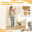 PAWHUT - Barrière de sécurité animaux - longueur réglable dim. 75-145 cm - porte double verrouillage, ouverture double sens -sans perçage - acier ABS blanc - vignette