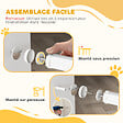 PAWHUT - Barrière de sécurité animaux - longueur réglable dim. 75-145 cm - porte double verrouillage, ouverture double sens -sans perçage - acier ABS blanc - vignette