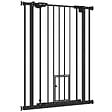 PAWHUT - Barrière de sécurité animaux - longueur réglable dim. 74-80 cm - porte double verrouillage, ouverture double sens, petite porte -sans perçage - acier plastique noir - vignette