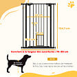 PAWHUT - Barrière de sécurité animaux - longueur réglable dim. 74-80 cm - porte double verrouillage, ouverture double sens, petite porte -sans perçage - acier plastique noir - vignette