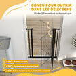 PAWHUT - Barrière de sécurité animaux - longueur réglable dim. 74-80 cm - porte double verrouillage, ouverture double sens, petite porte -sans perçage - acier plastique noir - vignette