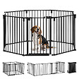 PAWHUT - Barrière de sécurité - parc enclos chien modulable pliable - porte verrouillable - 8 panneaux acier et PP - dim. 482,5L max. x 76H cm noir - vignette