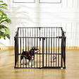 PAWHUT - Barrière de sécurité - parc enclos chien modulable pliable - porte verrouillable - 8 panneaux acier et PP - dim. 482,5L max. x 76H cm noir - vignette