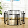 PAWHUT - Barrière de sécurité - parc enclos chien modulable pliable - porte verrouillable - 8 panneaux acier et PP - dim. 482,5L max. x 76H cm noir - vignette