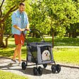 PAWHUT - Poussette pliable pour chien chat 4 roues 3 pochettes rangement coussin acier oxford gris - vignette
