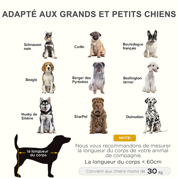 PAWHUT - Lit sur pieds pour chien chat lit de camp animal lit surélevé Oxford textilène micro-perforé dim. 92L x 76l x 18H cm marron - large
