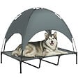 PAWHUT - Lit pour chien chat sur pied velum anti-UV tissu Oxford micro-perforé sac transport inclus gris - vignette