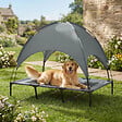 PAWHUT - Lit pour chien chat sur pied velum anti-UV tissu Oxford micro-perforé sac transport inclus gris - vignette