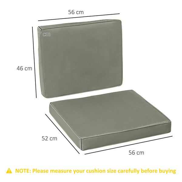 OUTSUNNY - Coussins de fauteuil de jardin zippés déhoussables - galettes de chaise de jardin - épais rembourrage 7 cm - polyester haute densité gris - large