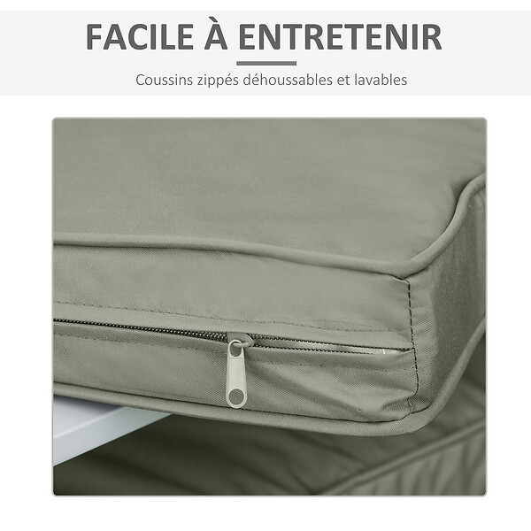OUTSUNNY - Coussins de fauteuil de jardin zippés déhoussables - galettes de chaise de jardin - épais rembourrage 7 cm - polyester haute densité gris - large