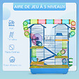PAWHUT - Cage pour hamster souris petits animaux rongeur avec tunnel mangeoire roue jouet 47 x 30 x 59 cm cm bleu - vignette